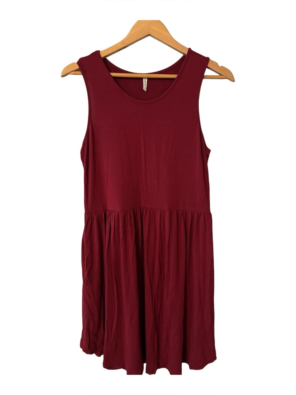 Sleeveless Burgundy Mini Dress with Scoop Neck